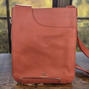 Radley London Pockets Medium Zip Around Leather Crossbody Bag Orange